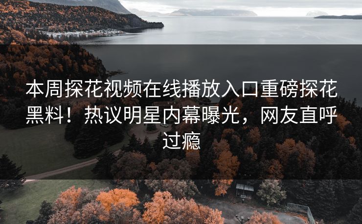 本周探花视频在线播放入口重磅探花黑料！热议明星内幕曝光，网友直呼过瘾  第1张