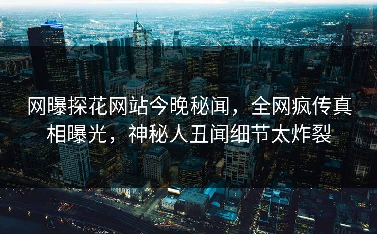 网曝探花网站今晚秘闻，全网疯传真相曝光，神秘人丑闻细节太炸裂