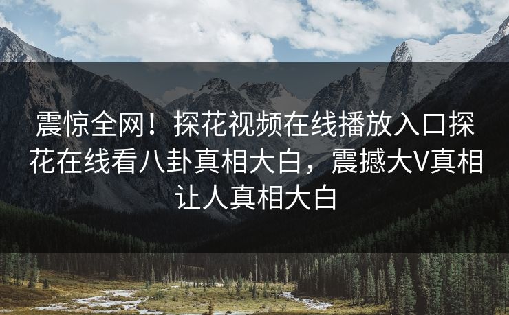 震惊全网！探花视频在线播放入口探花在线看八卦真相大白，震撼大V真相让人真相大白
