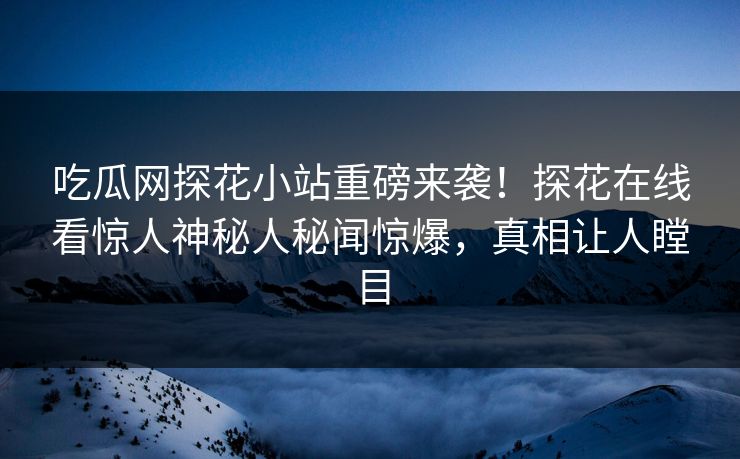吃瓜网探花小站重磅来袭！探花在线看惊人神秘人秘闻惊爆，真相让人瞠目