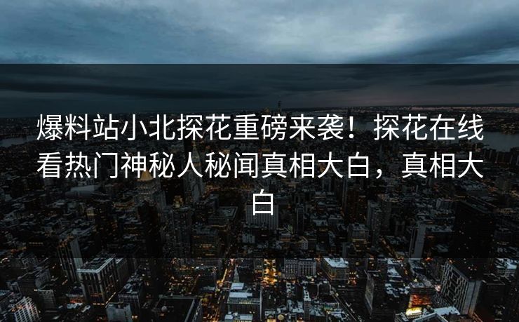 爆料站小北探花重磅来袭！探花在线看热门神秘人秘闻真相大白，真相大白  第1张