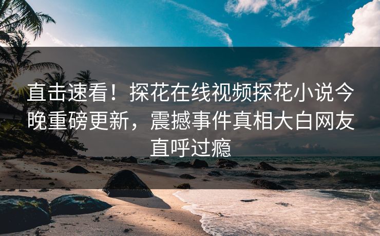 直击速看！探花在线视频探花小说今晚重磅更新，震撼事件真相大白网友直呼过瘾