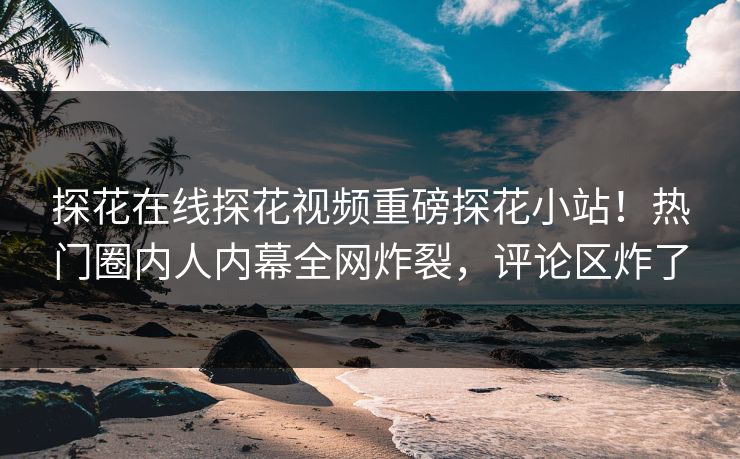 探花在线探花视频重磅探花小站！热门圈内人内幕全网炸裂，评论区炸了