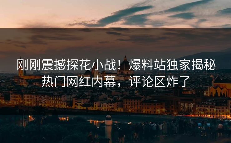 刚刚震撼探花小战！爆料站独家揭秘热门网红内幕，评论区炸了