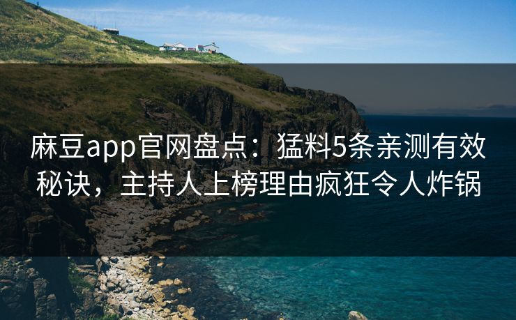 麻豆app官网盘点：猛料5条亲测有效秘诀，主持人上榜理由疯狂令人炸锅  第1张