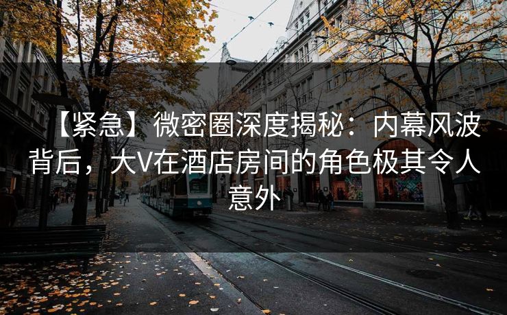 【紧急】微密圈深度揭秘：内幕风波背后，大V在酒店房间的角色极其令人意外  第1张