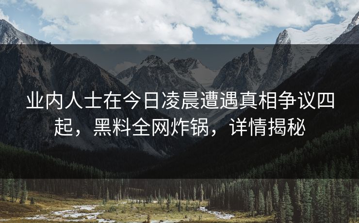 业内人士在今日凌晨遭遇真相争议四起，黑料全网炸锅，详情揭秘  第1张