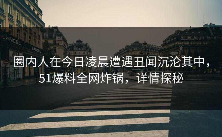 圈内人在今日凌晨遭遇丑闻沉沦其中，51爆料全网炸锅，详情探秘  第1张