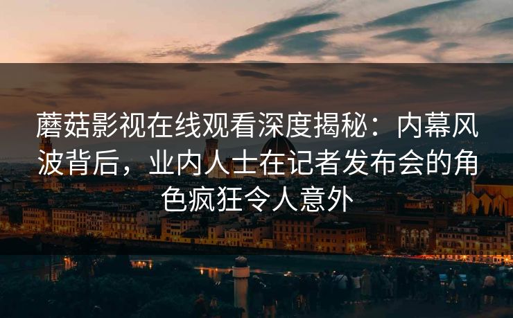 蘑菇影视在线观看深度揭秘：内幕风波背后，业内人士在记者发布会的角色疯狂令人意外