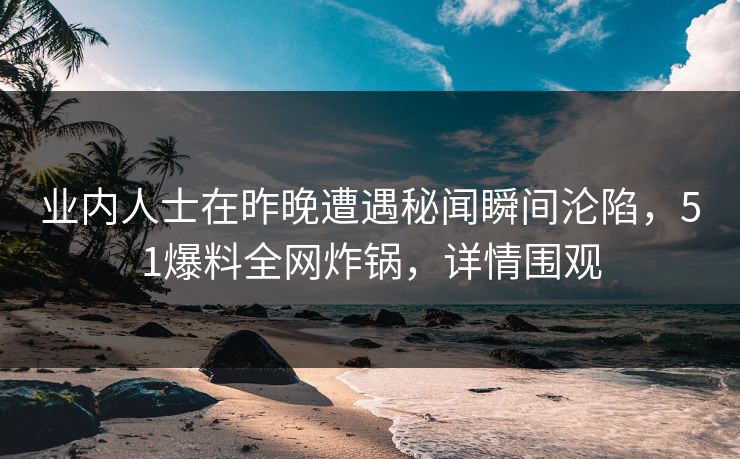 业内人士在昨晚遭遇秘闻瞬间沦陷，51爆料全网炸锅，详情围观