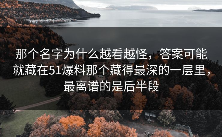 那个名字为什么越看越怪，答案可能就藏在51爆料那个藏得最深的一层里，最离谱的是后半段